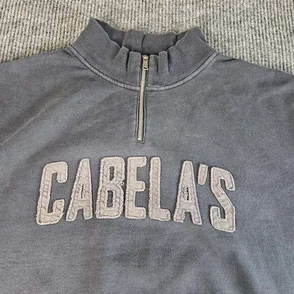 Cabelas Sweatshirt Mens 3XL Gray Quarter Zip Mock Fleece Pullover Embroidered - Picture 3 of 12